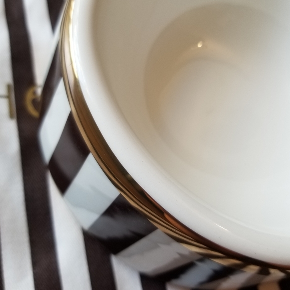 ❗Henri Bendel Signature Brown and White Stripe Dog Bowl Discontinued❗